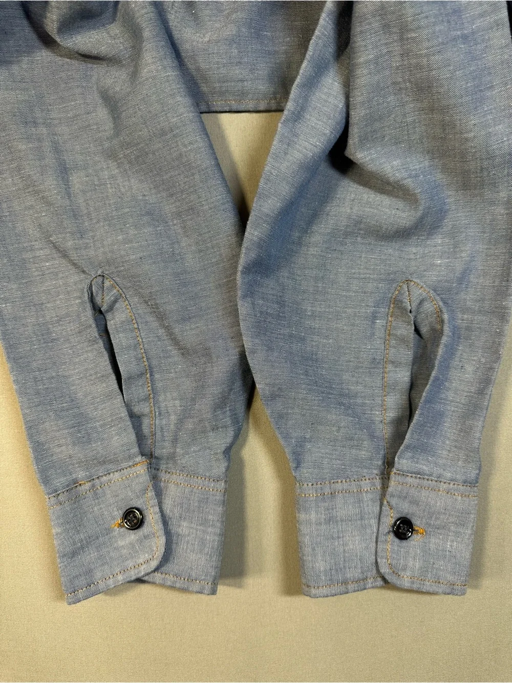 VINTAGE 70s Levi's Orange Tab Chambray Button Up Western Shirt - Mens Medium